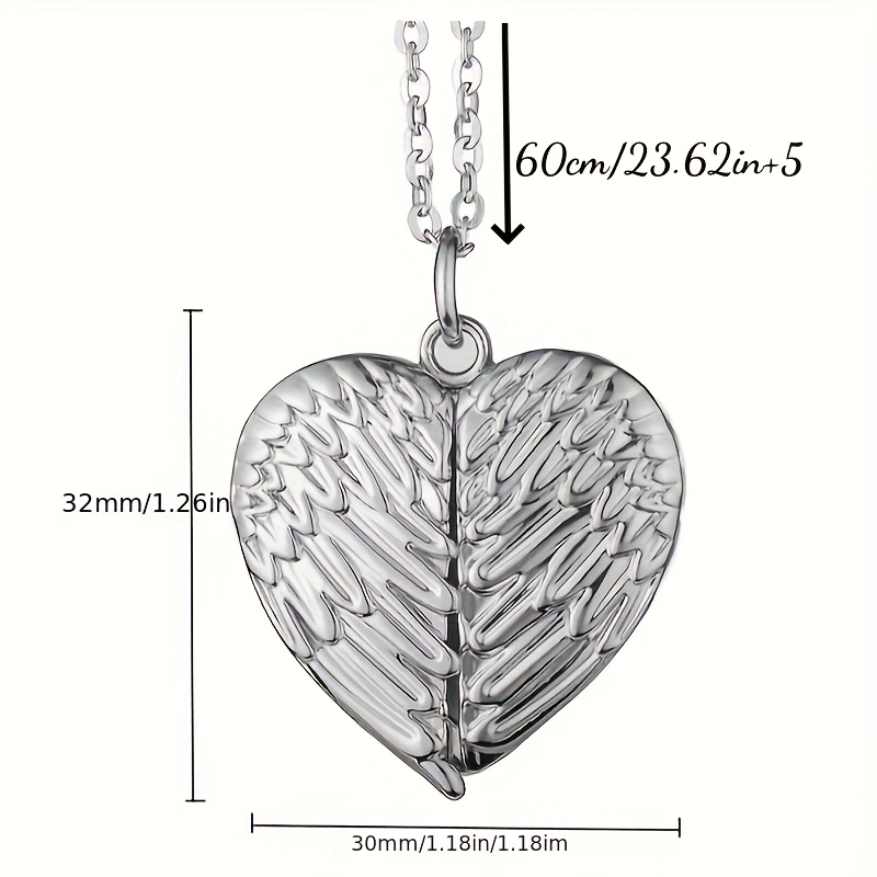 Customized Angel Wing Heart-Shaped Pendant Necklace